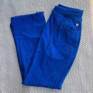 Infinity by Cherokee Women's Blue Rib-Knit Drawstring Waist Scrub Pant- XS